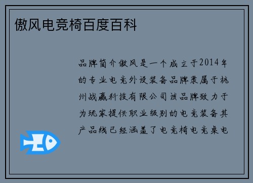 傲风电竞椅百度百科