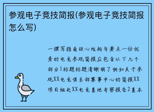参观电子竞技简报(参观电子竞技简报怎么写)